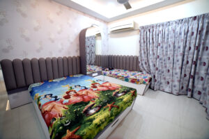 Kids bed room with water color image